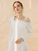 Casual Dresses Fashion Elegant Off The Shoulder Dress White Square Collar Long Sleeve Solid Slim A-Line For Women 2024 3WQ3086