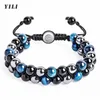 Pulsera de protección triple de cuentas tigres de cuentas de 8 mm ojo obsidiana negra hematita hombre y tratamiento para mujer cristal