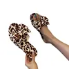 Pantoufles dames mode tissu d'été léopard imprimé arc plat décontracté