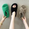 Tofflor mode stor storlek Cross Woolly Female Curly Korean version av ett ord för att bära sandaler avslappnade platta kvinnors skor