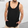Tanques masculinos Novo tanque de masculino de verão Tampa esportiva solta Tampa de tanques de moda 100% adesivo com camiseta masculina sem mangas