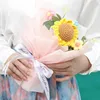 Dekorative Blumen Häkelstrauß fertige handgestrickte Woll Sonnenblume mit Verpackung Valentinstag Muttergeschenke Home Ornamente