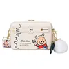 Axelväskor söt tecknad tryck tjej messenger väska bred rem mini crossbody för kvinnors pursar handväskor lyxdesigner flap