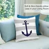 Kussen nautisch marineblauw anker op grijze strepen gooi luxe dekkussencases decoratief