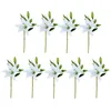 Fleurs décoratives 9 pcs Lily artificiel pour Pâques réaliste blanc faux tigre lys de printemps table maître