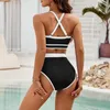 Women's Swimwear Swimming Suit Skirt High Waisted Bikini Sets Sporty Two Swimsuit Color Block Underwire Bathing Tops For Women