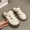 Sıradan Ayakkabı Eğlenceli Kadınlar Sandalet Minimalist dokuma çörek ayak parmakları 2024 Yaz Beyaz Çok yönlü Roman