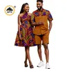 Abbigliamento etnico Summer African Sexy Abiti sexy per donne abbinano abiti da uomo camicia top e set di pantaloni corti abiti da coppia da bazin 24c028