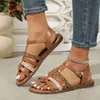 Повседневная обувь клиновые сандалии летняя модная цветовая блок многолетняя ремешок римские женские женские ретро -пляжные квартира