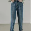 Jeans pour femmes circyy hauts hautes femmes automne 2024 vintage lavé pantalon de denim harem bleu marine lavé vintage