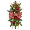 Flores decorativas Simulação de Natal Garland com corda clara de inverno de inverno grinaldas swag gleamy parede janela pendurada ornamento para festa