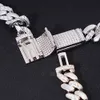 Sicgem aanpassen Miami roestvrij staal 925 Silver Mens Cuban Link Chain 22 inch 13 mm Moissanite ketting