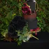 Flores decorativas 10 PC Simulación Black Rose Artificial Bouquet Decorations Party Silk Fake Halloween presente Novia