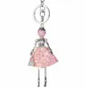 Keychains Hocole Fashion Crystal Cute Doll Rhinestone Key Ring Chain Bag Charms Car Pendant For Women Handbag Keyrings2523579