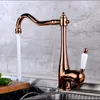 Krany kuchenne Vidric Rose Gold Sink Kan i zimna pojedyncza dźwignia rączka ceramiczna