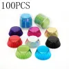 Moulds 100Pcs Gold Foil Paper Cupcake Liners Gold/Silver/Red/Blue/Black tulip Pure Color baking muffin Cup cake Wrappers Case Holder
