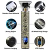 Hair Trimmer Electric hair clipper new electric mens retro T9 style Buddha head carved oil 18650 battery trimmer Q240427