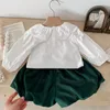 Kledingsets Kinderen Babymeisjes Koreaanse stijlen Spring Set Teuter Big Collar Princess White Blouse Children Solid Cotton Bloomers Shorts