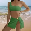 Swimwear féminin 3pcs / revers des lignes sans arrière