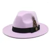 Beradas Hat Fedoras Winter Mulheres Hats Men, Feather Luxury Fashion Wedding Casual Decorate Fedora Chapeau Femme Bonnet