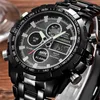 Montre-bracelets Big Brand Es for Men Fashion Alloy Band Dual Time Multi-Function Sports Chronograph Business Black Montre Homme 2024 Q240426