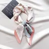 275 Flower Print Square Scarf Simulated Silk Thin Smooth Neck Elegant Style Sunscreen Head Wrap For Women 240425