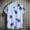 Nya män Hawaii Slim Fit kortärmad skjorta stil blommig herrskjorta