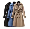 S-4xl Autumn moda elegancka projektant paska Trench Spring Women Płaszcz Kobiety luźne wiatrówki średniej długości żeńska swobodna damska sukienka maxi płaszcza 43666