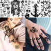 Tattoo Transfer 15 Blätter Ankerschädel temporäre Tattoos für Erwachsene Kinder Hände Finger gefälschte Tattoo Aufkleber Schwarz Dragon Lion Geometrische Tatoos 240427