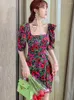 Partykleider Sommer für Frauen 2024 koreanischer Stil süße Satinblumen Rüschen Kurzarm Mini Kleidung weibliche Weihnachtsstrand Vestido