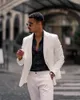 Мужские костюмы Fashinon White Slim Fit Beach Wedding Wedding 2 Piece Man Blazer Случайный костюм одиночной грудь Homme