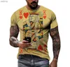 T-shirts masculins à jouer à la carte 3D Impression d'été T-shirt personnalisé Hip Hop Trend Grande manche courte Sports de mode décontractés topxw