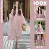 Robes de maternité 2019 Nouvelles femmes enceintes de printemps Portez en maille Super Fairy Sweet Pendant Pink Robe décontractée Style Holiday Style Q240427