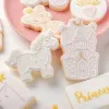 Moules dessin animé Unicorn Princess Coiffeur Cutter acrylique Fondant Cake Press Tampon Motor de transport de château de château de château