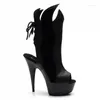 Dance Shoes With Flame-style 15cm High Heels And Cool Nightclub Sexy Heel Boots Model Stage Performance Dancing