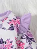 ROMPERS NETTE 2 -teilige neue Mädchen Kostüm -Set - Blumendruck Langarmer Overall und Bughaar Frühling/Sommer Baby Clothingl24f