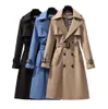 S-4xl Autumn moda elegancka projektant paska Trench Spring Women Płaszcz Kobiety luźne wiatrówki średniej długości żeńska swobodna damska sukienka maxi płaszcza kobiet 56654