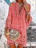 Casual Dresses Tassel Sexy Boho Long Dress Women Lace Fall Solid Hollow Out V-Neck Bohemian Style Vestidos