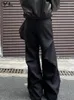 Męskie spodnie High Street Casual Black Ruit Pant Fold Design Przystojny prosty vintage worka worka