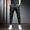 Pantalon masculin pour hommes pantalons décontractés d'été de glace mince en soie rapide séchage séchage classique coton ultra-mince ajustement à vendre les rides longues poches nouveaux hommes lâches et loosel2404