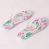 Casual Shoes Kvinnor Floral Print Flop Flops Lätt sommaren Flat Slide Outdoor Beach Slide för semester
