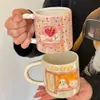 Sevimli Pearlescent Kabartmalı Köpek Kupa Kupa Kızın Güzel Görünümlü Seramik Kupası Çift Kahvaltı Kahve Sup Sup Sup Cup