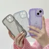 iPhone 15 14 13 11 11 12 Pro Max XR XS Max 7 8 Plus透明性TPU Glitterソフトカバー50pcsの波形ドリップ接着剤パターン電話ケースケース