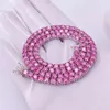 Iced Pass Pass Diamond Tester Moissanita rosa 4mm Sterling Silver Chain Chain Chain Tennis Chain