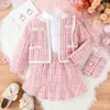 Clothing Sets Toddler Girl 4Pcs Fall Outfits Long Sleeve Jacket Tops Mini Skirt Bag Set Kids Suit