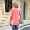 Frauen T-Shirts Europa die Vereinigten Staaten 2024 Frühlings Sommer Feste Farbe U-Neck Falten Tops T-Shirt Custom Logo