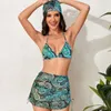 Costumi da bagno da donna 4 pezzi Set bikini costume da bagno con cova di spiaggia africano per il perizoma africano spinta