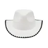 Berets Women Men Cowboy Hat Roll-up Wide Brim Contrast Color Western For Daily Party