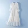 Vestidos de fiesta vestidos de verano de seda real mujeres elegantes blancas para la oficina de ropa Lady corean vacaciones playa zm275
