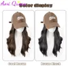 Perruques synthétiques Aosqueen Femmes longs Fashion One Piece Micro Micro Curled Baseball Hat Wig Natural Fluffy Q240427